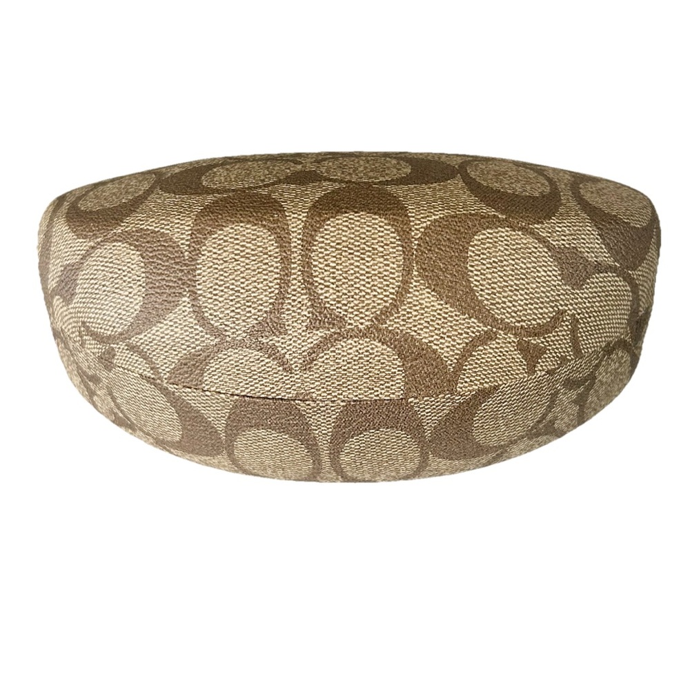 Coach Signature Logo Hard Clamshell Tan Brown Eyeglass Sunglasses Flip Top Case